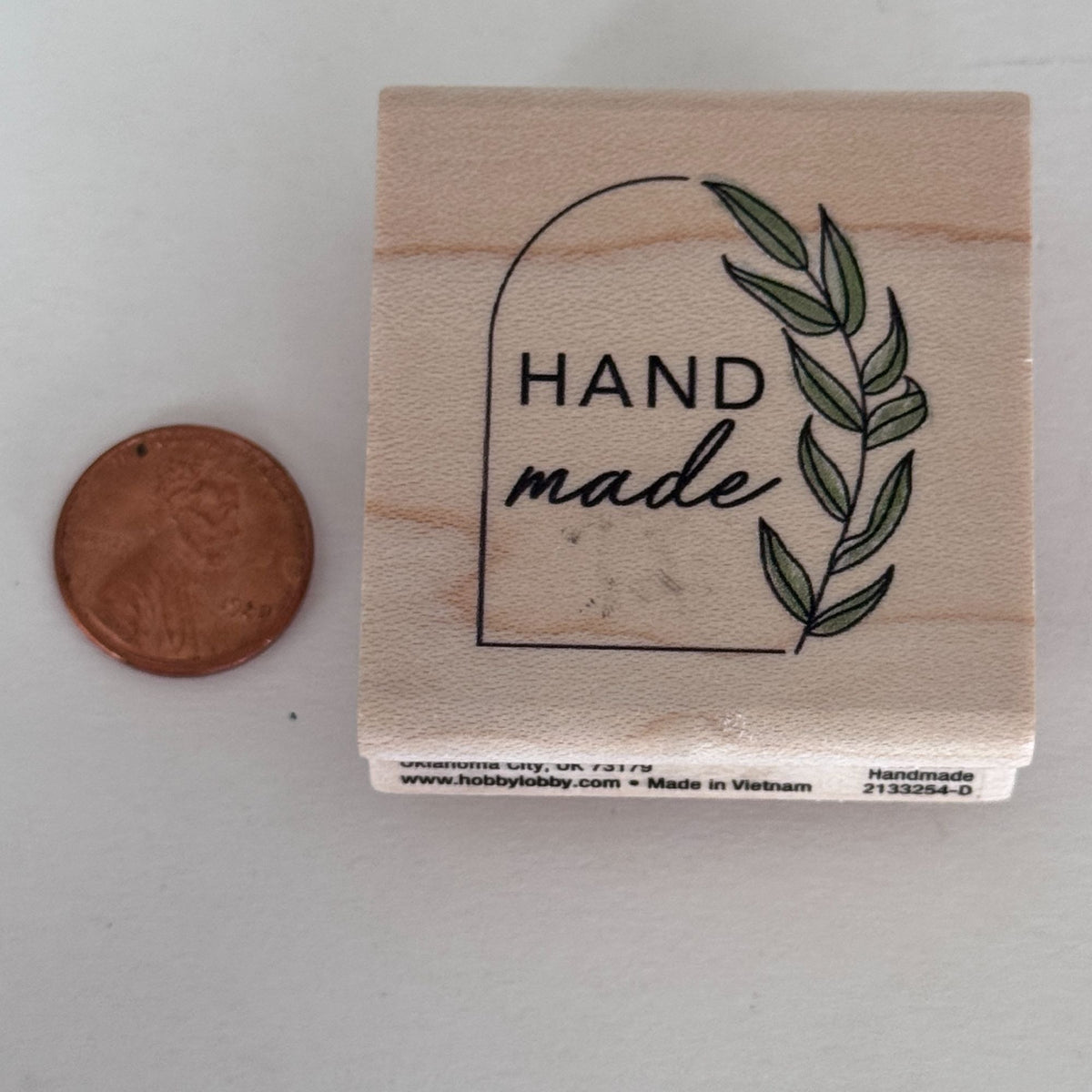 Stampabilities Rubber Stamp Hand Made Botanical Label Leaf Design Packaging Craft Branding Wood Mounted