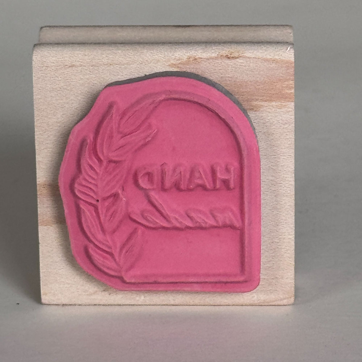 Stampabilities Rubber Stamp Hand Made Botanical Label Leaf Design Packaging Craft Branding Wood Mounted