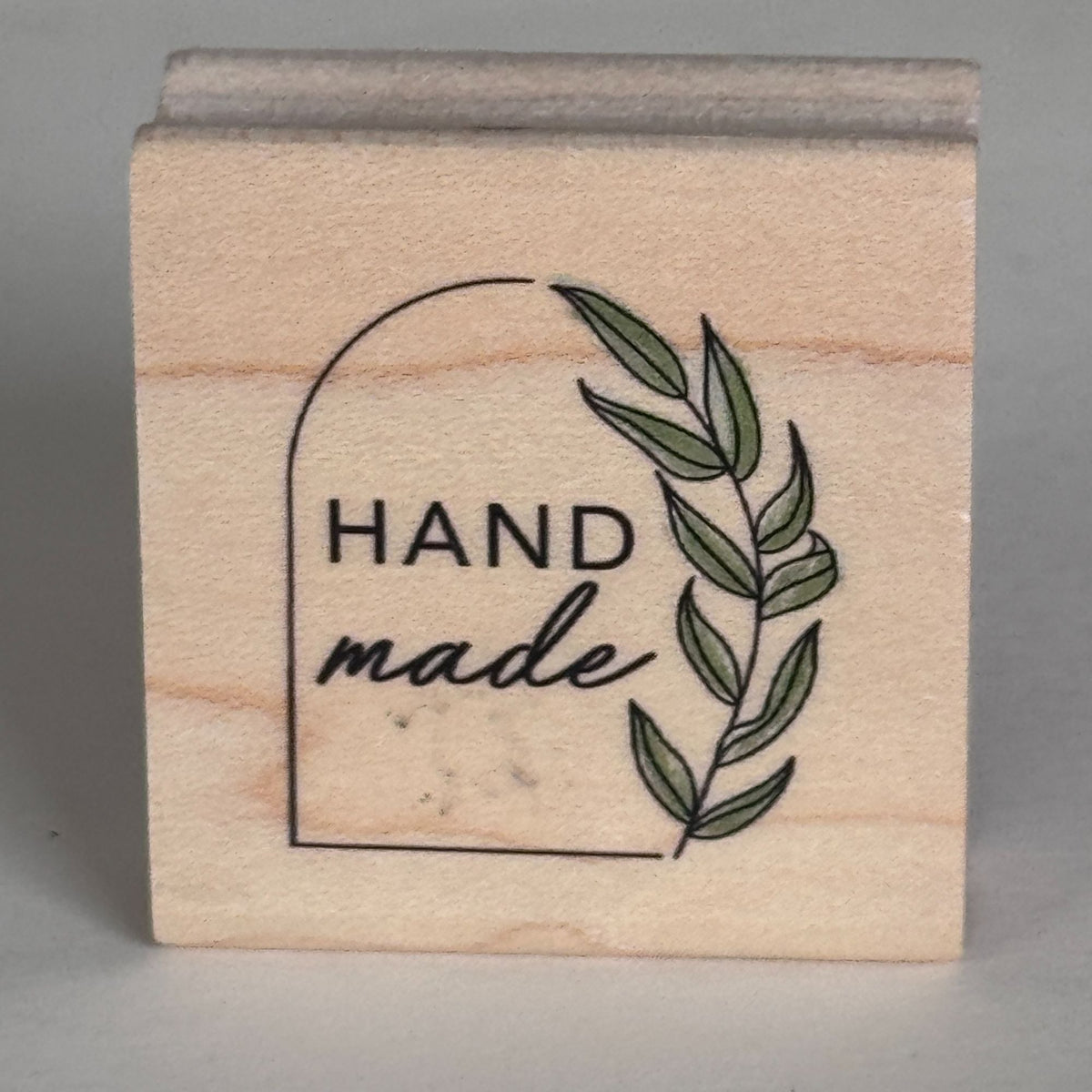 Stampabilities Rubber Stamp Hand Made Botanical Label Leaf Design Packaging Craft Branding Wood Mounted