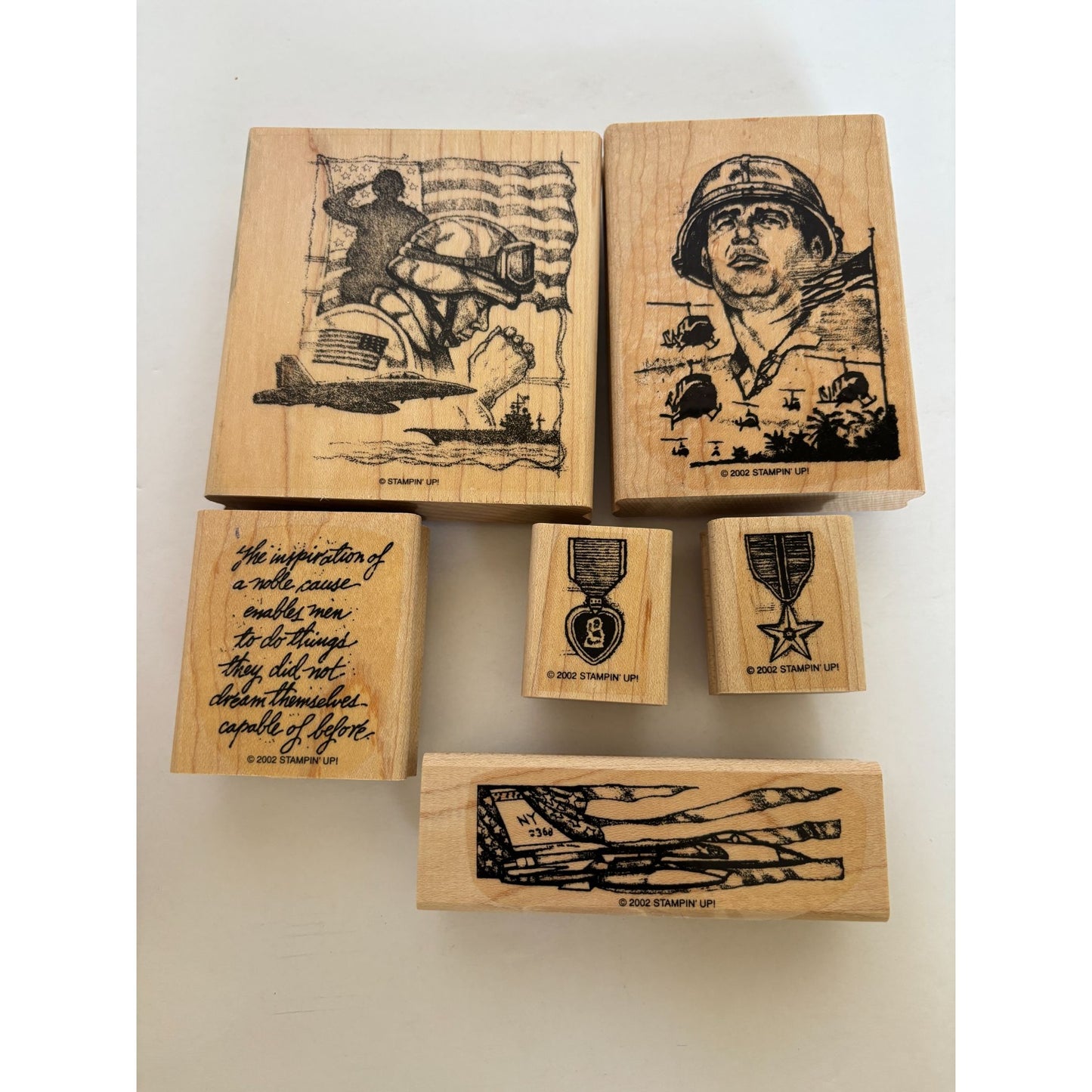 Stampin Up Rubber Stamp Set Courage Honor Military Soldier Praying Purple Heart