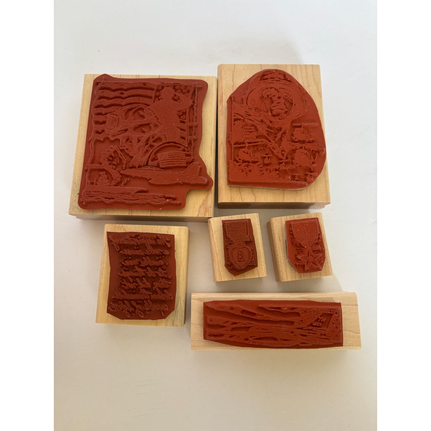 Stampin Up Rubber Stamp Set Courage Honor Military Soldier Praying Purple Heart