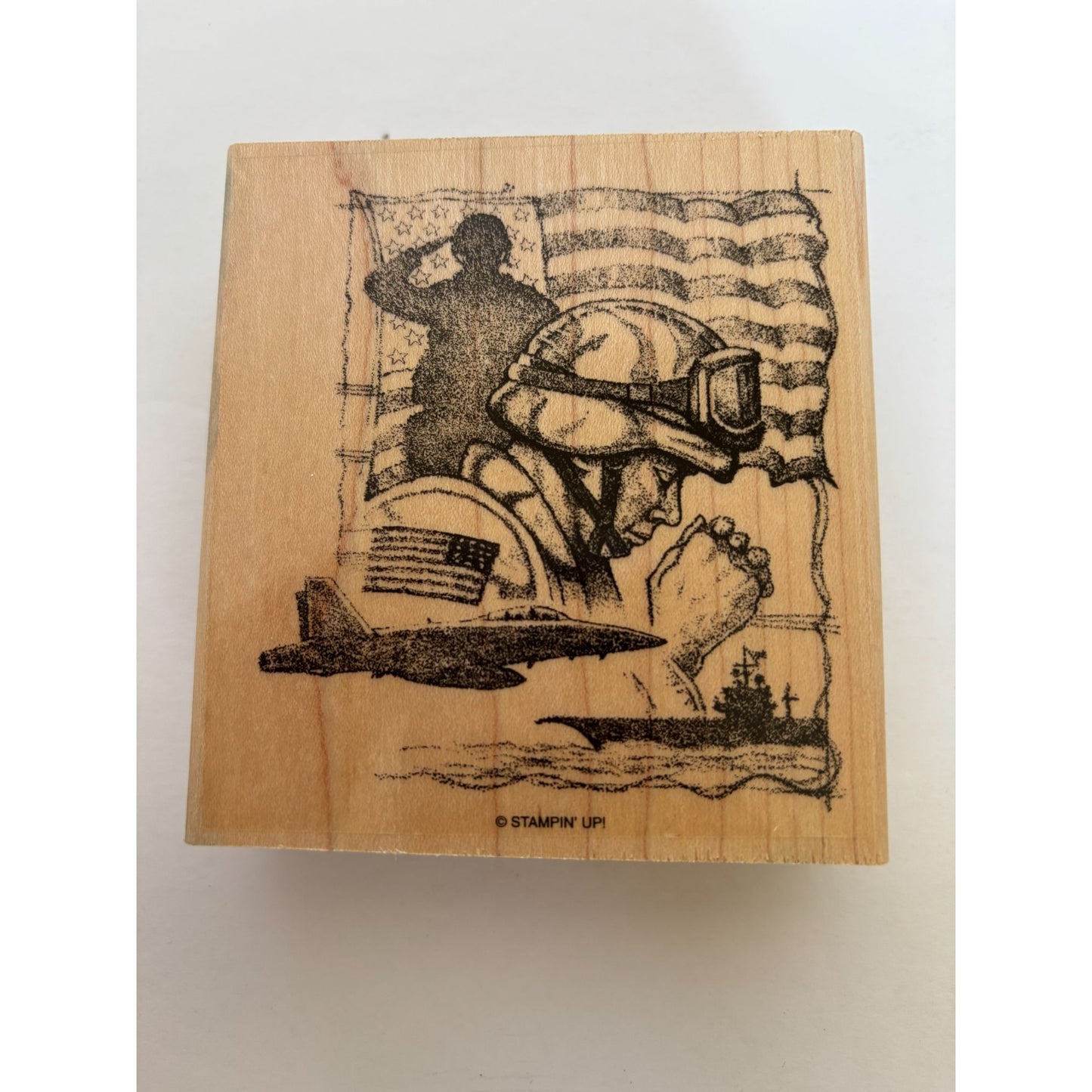 Stampin Up Rubber Stamp Set Courage Honor Military Soldier Praying Purple Heart