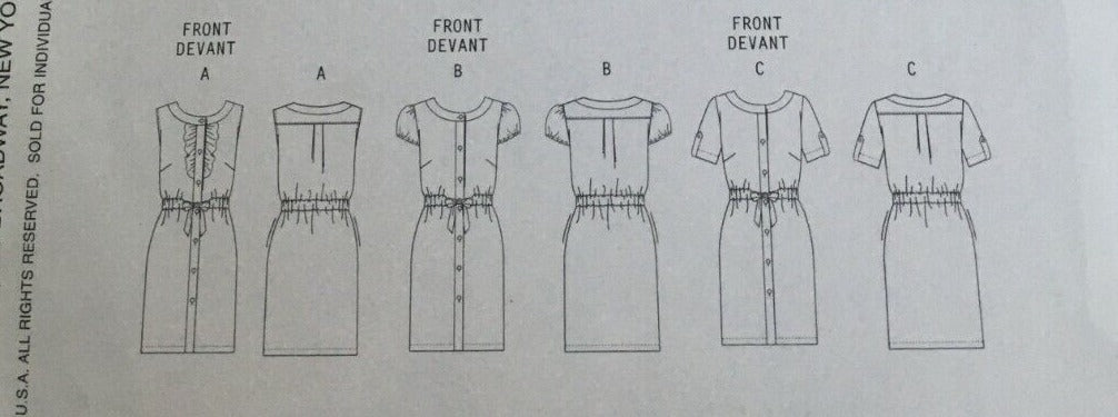 Butterick Sewing Pattern B5600 Utility Shirt-Dress Dress 6-12 Easy Ruffle Uncut