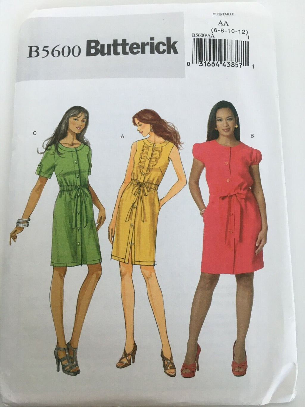 Butterick Sewing Pattern B5600 Utility Shirt-Dress Dress 6-12 Easy Ruffle Uncut