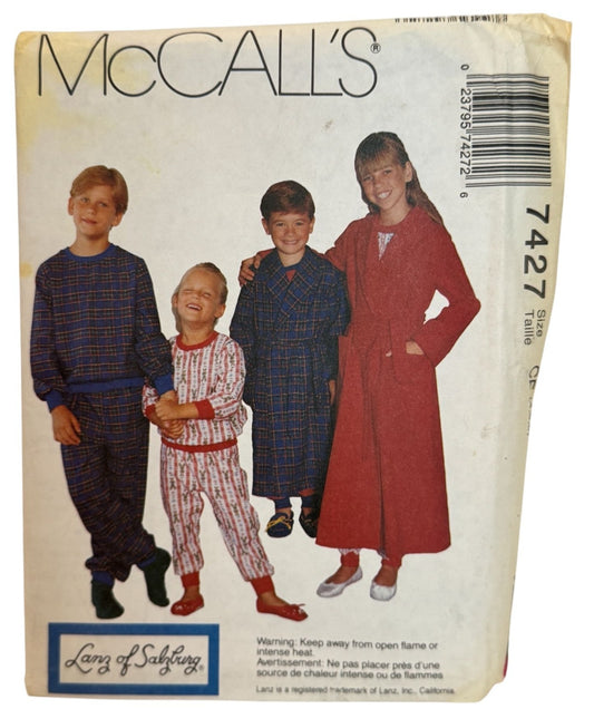 McCalls Sewing Pattern 7427 Boys Girls Pajamas Robes Lanz of Salzburg Christmas