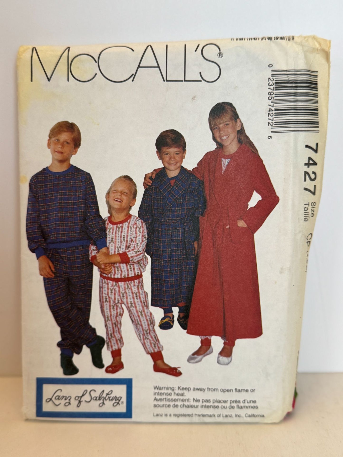 McCalls Sewing Pattern 7427 Boys Girls Pajamas Robes Lanz of Salzburg Christmas