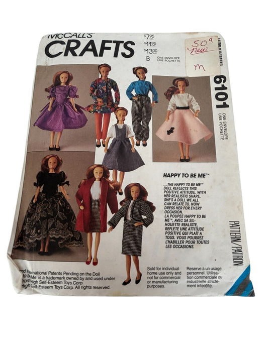 McCalls Sewing Pattern 6101 Happy To Be Me Doll Clothes Poodle Skirt Suit 11.5"