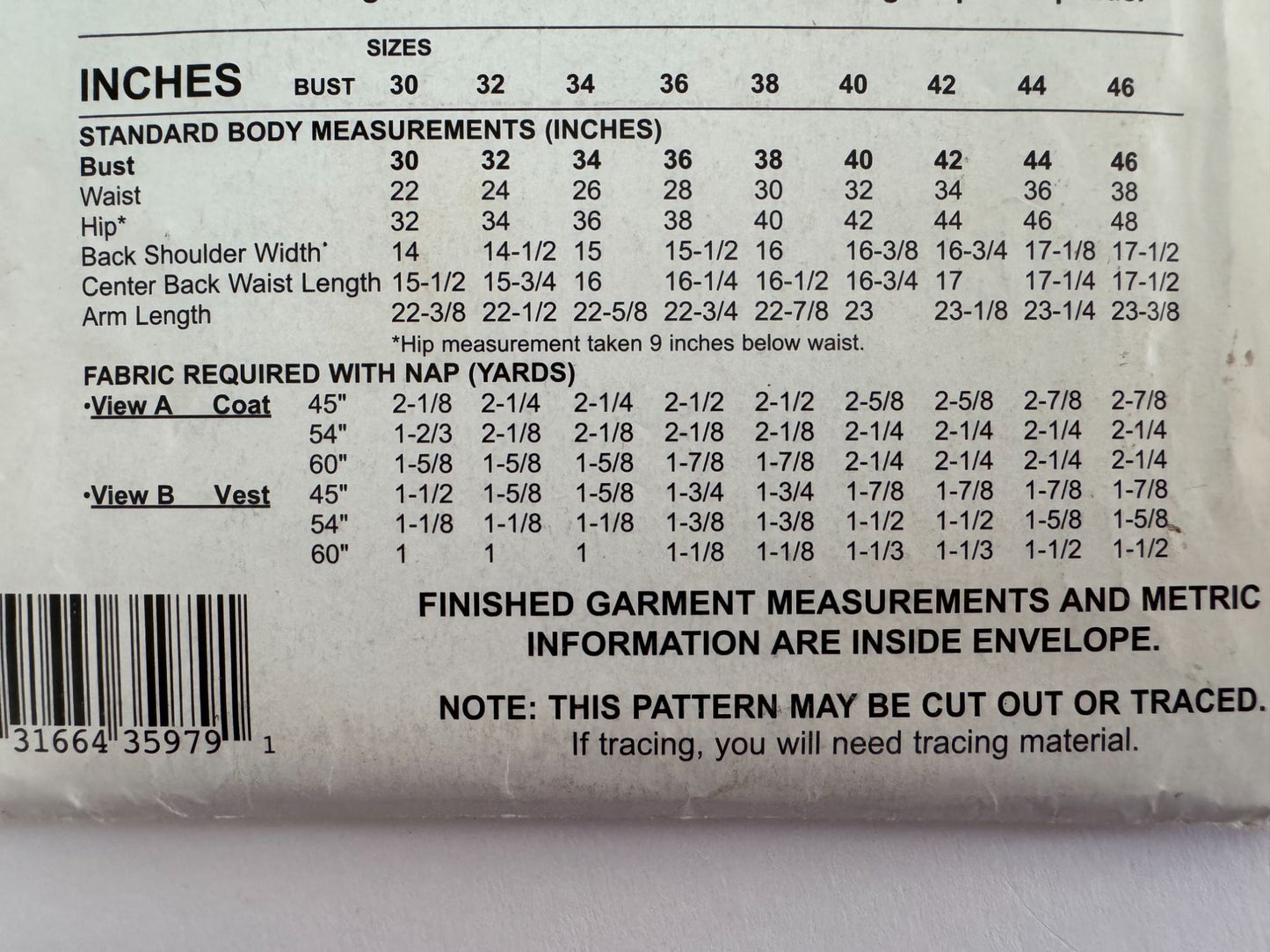 Stretch and Sew Sewing Pattern F836 Santa Fe Coat Vest Fleece Jacket  Bust 30-46