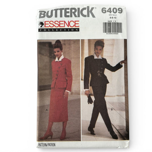 Butterick Sewing Pattern 6409 Uncut 90s Power Suit Jacket Skirt Top Pants 6 8 10