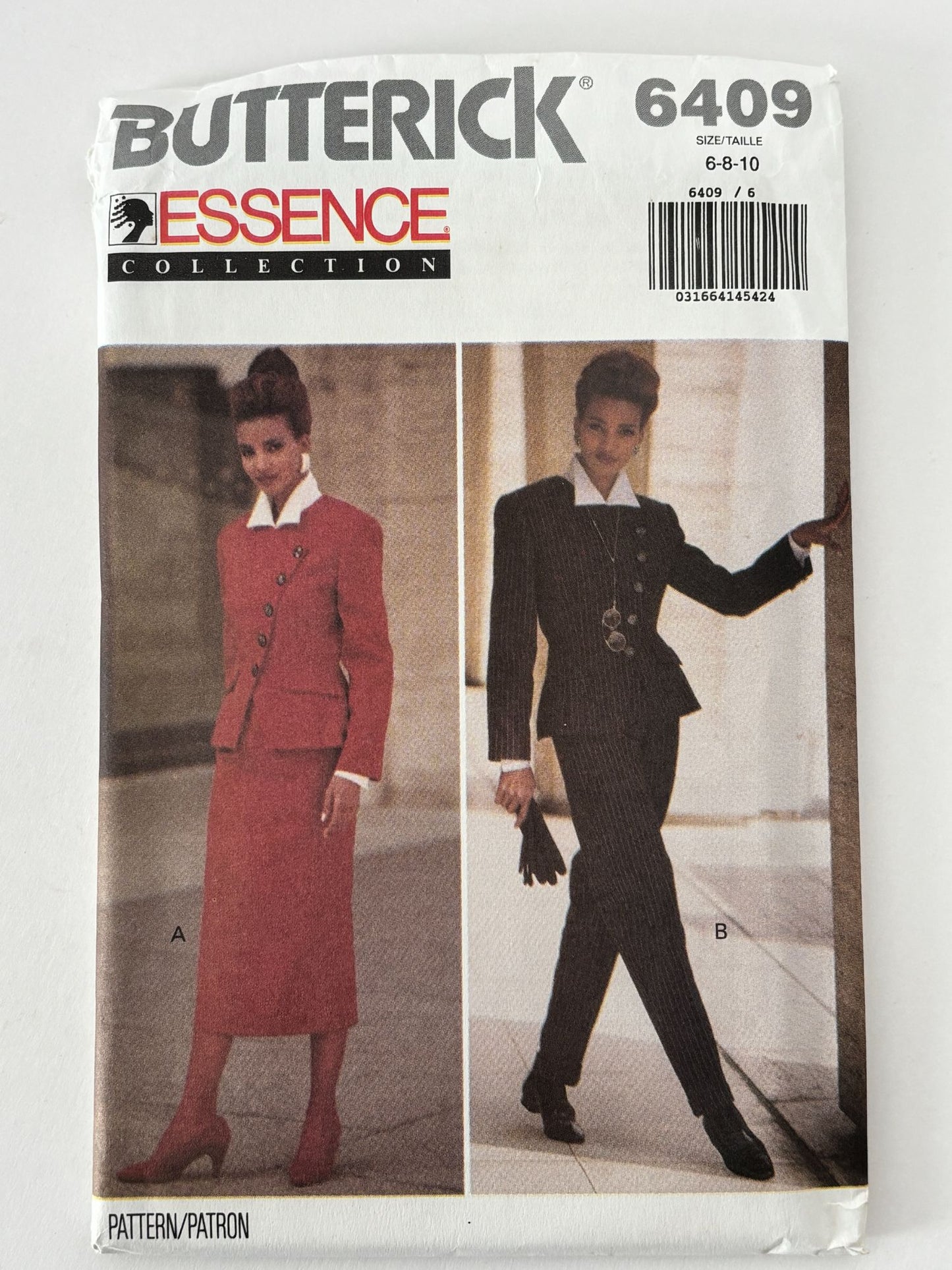 Butterick Sewing Pattern 6409 Uncut 90s Power Suit Jacket Skirt Top Pants 6 8 10