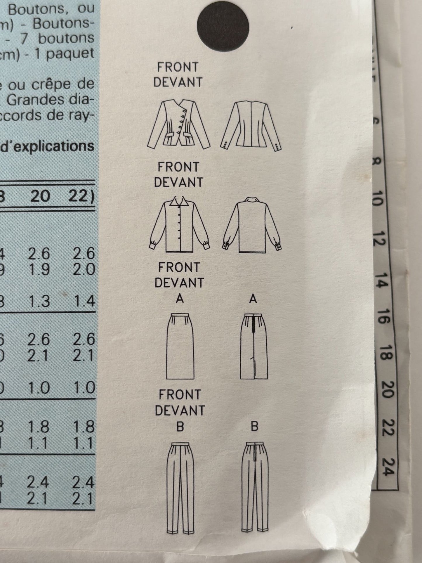 Butterick Sewing Pattern 6409 Uncut 90s Power Suit Jacket Skirt Top Pants 6 8 10