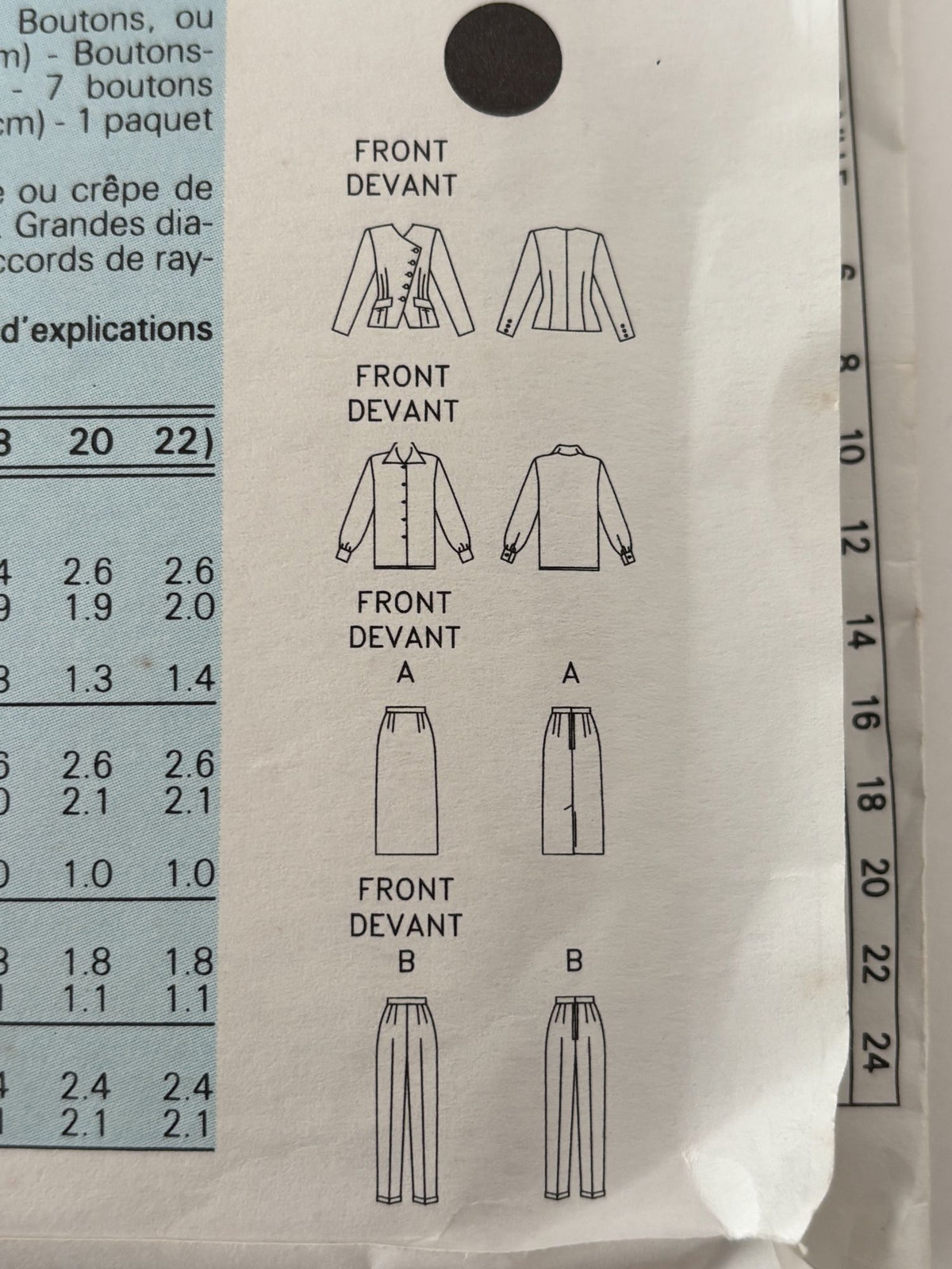 Butterick Sewing Pattern 6409 Uncut 90s Power Suit Jacket Skirt Top Pants 6 8 10