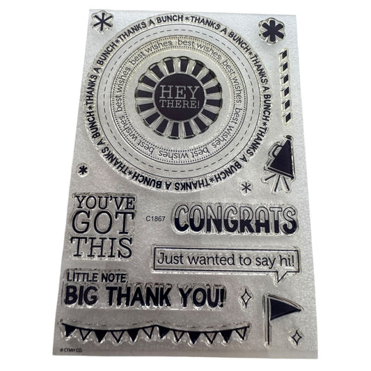 CTMH My Acrylix Acrylic Stamp Set Best Wishes All Around Circle Thank You C1867