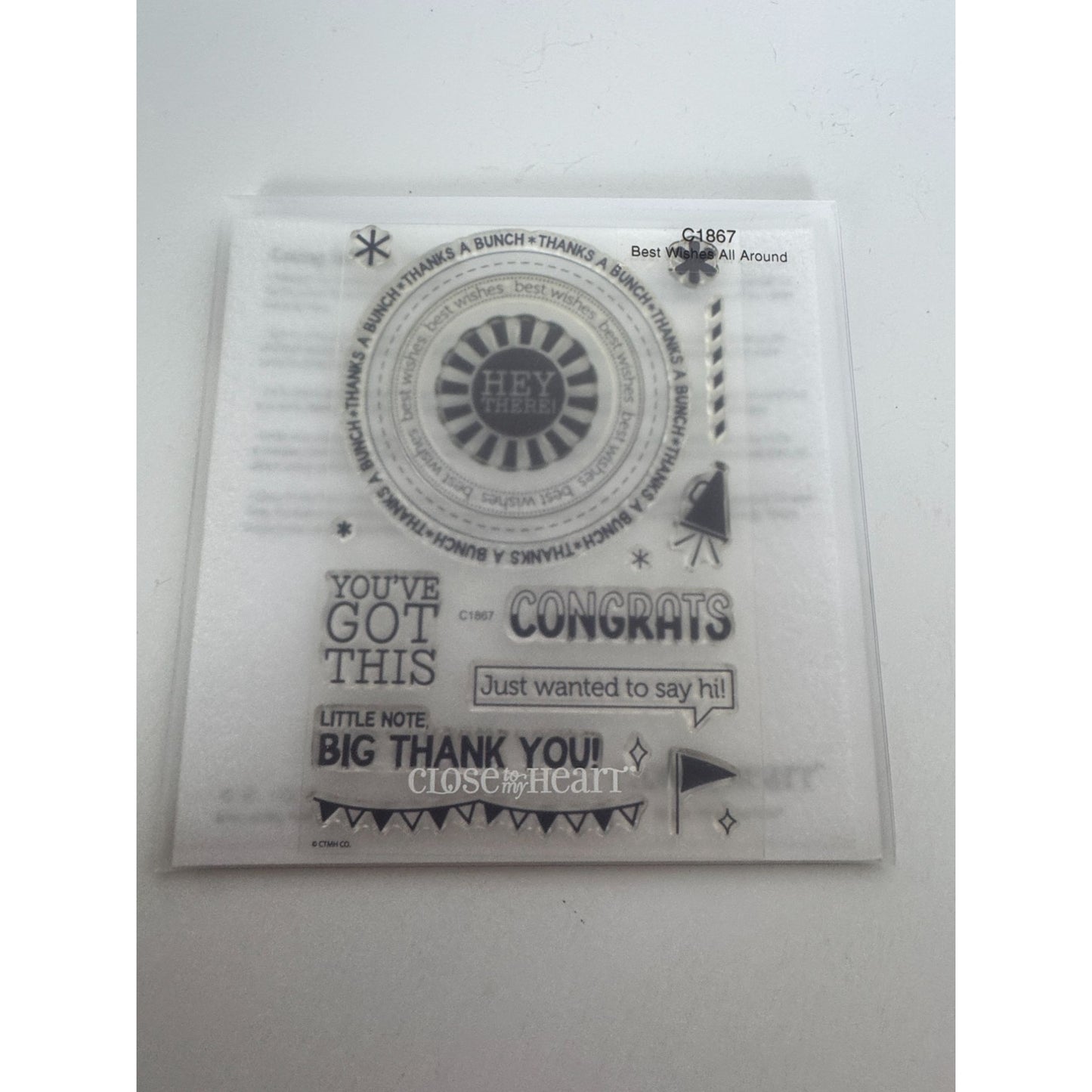 CTMH My Acrylix Acrylic Stamp Set Best Wishes All Around Circle Thank You C1867