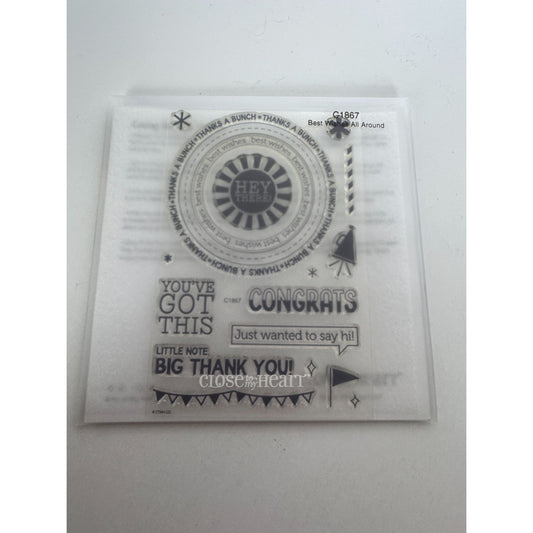 CTMH My Acrylix Acrylic Stamp Set Best Wishes All Around Circle Thank You C1867