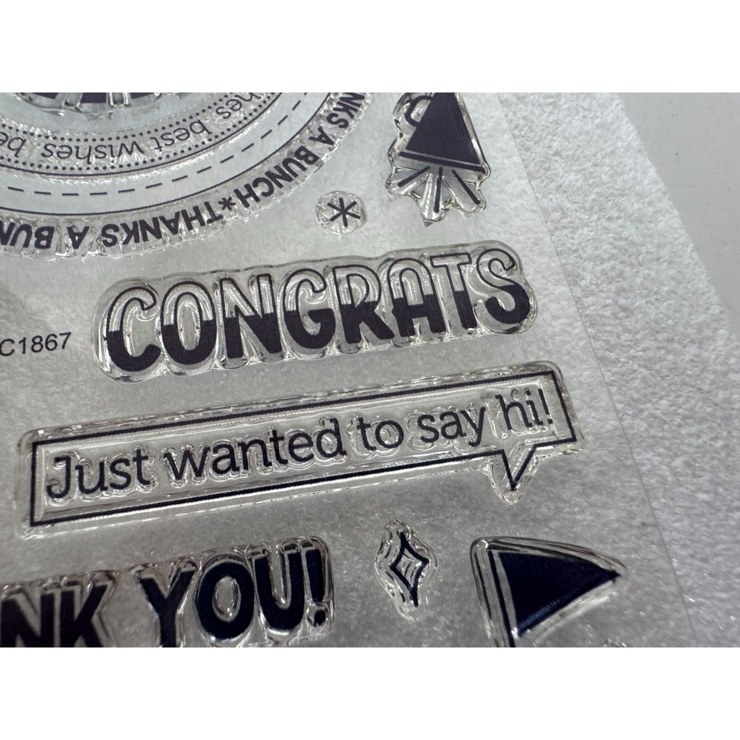 CTMH My Acrylix Acrylic Stamp Set Best Wishes All Around Circle Thank You C1867