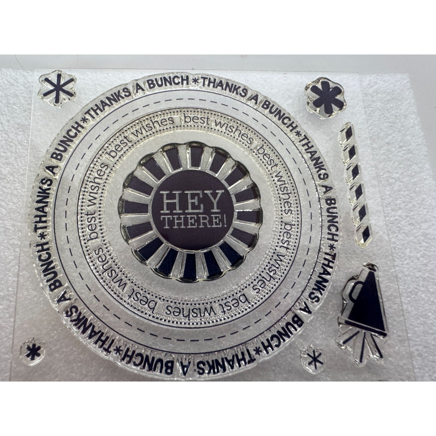 CTMH My Acrylix Acrylic Stamp Set Best Wishes All Around Circle Thank You C1867