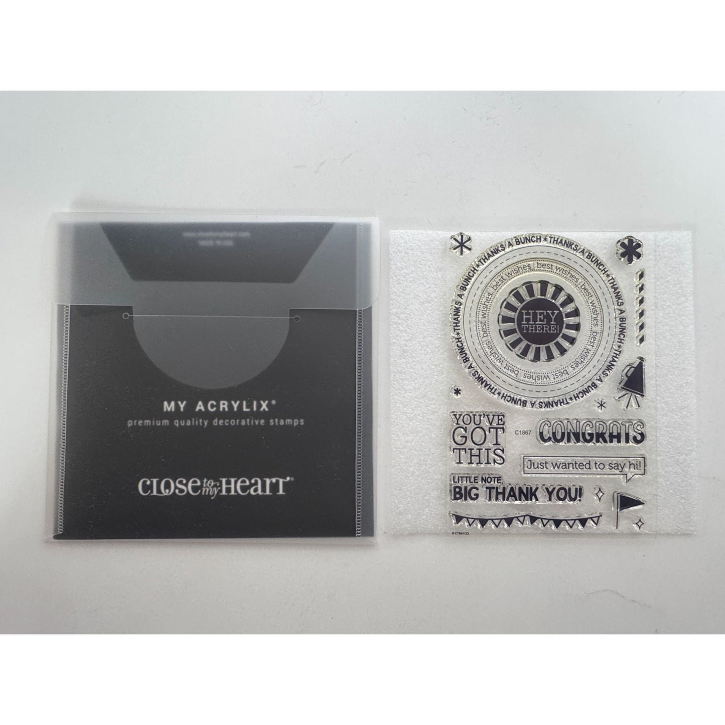 CTMH My Acrylix Acrylic Stamp Set Best Wishes All Around Circle Thank You C1867