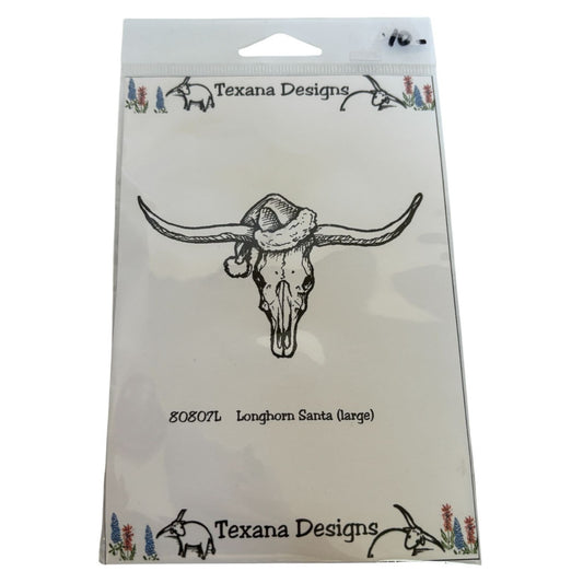 Texana Designs Rubber Stamp Longhorn Santa Large Texas Christmas Southwestern
