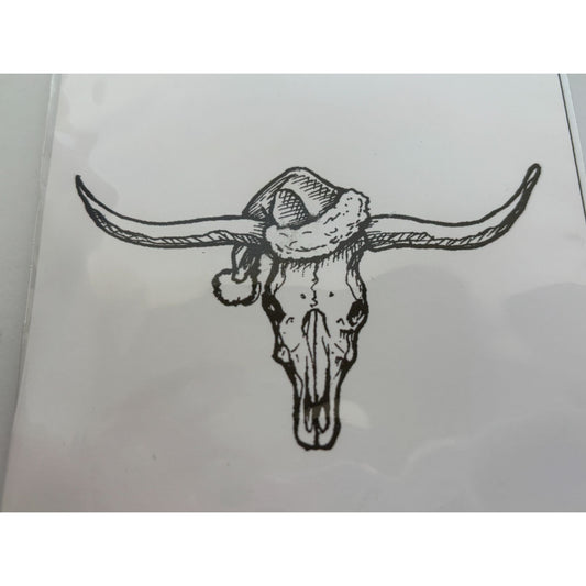 Texana Designs Rubber Stamp Longhorn Santa Large Texas Christmas Southwestern