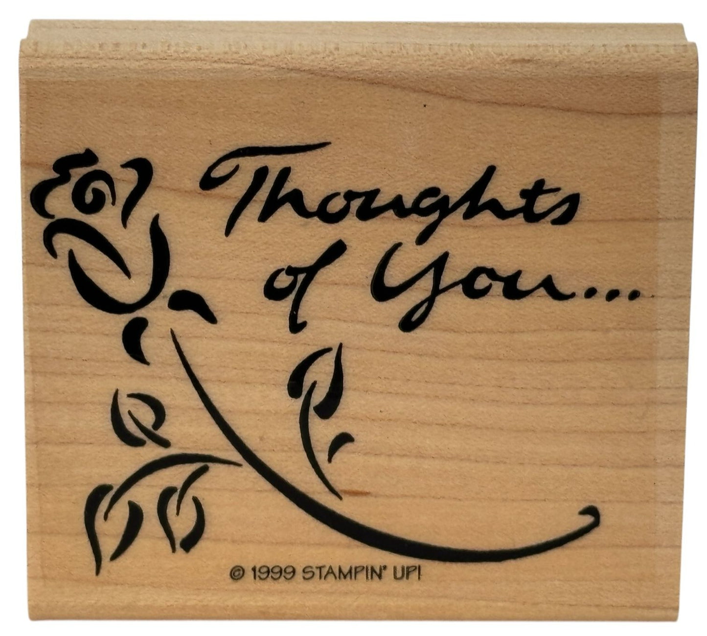 Stampin Up Wood Rubber Stamp Thoughts of You Card Making Words Rose Flower Craft