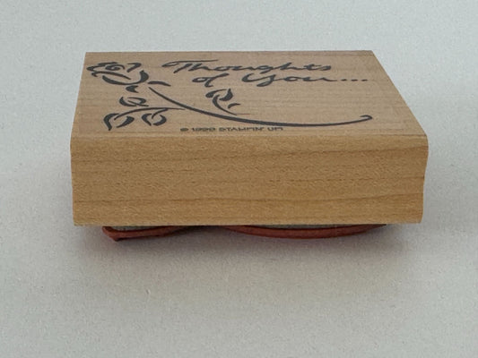 Stampin Up Wood Rubber Stamp Thoughts of You Card Making Words Rose Flower Craft