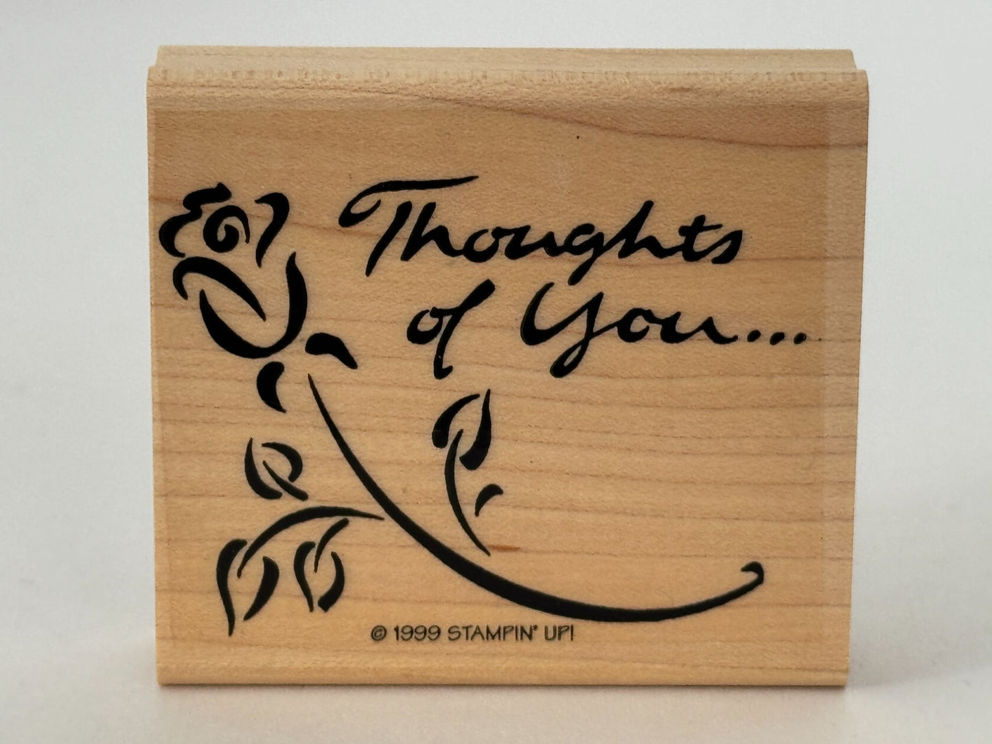 Stampin Up Wood Rubber Stamp Thoughts of You Card Making Words Rose Flower Craft