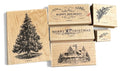 Stampin Up Rubber Stamp Set Merry Christmas Lodge Card Making Words Birds Tree