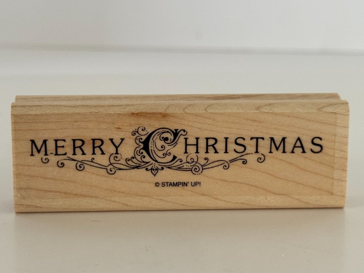 Stampin Up Rubber Stamp Set Merry Christmas Lodge Card Making Words Birds Tree
