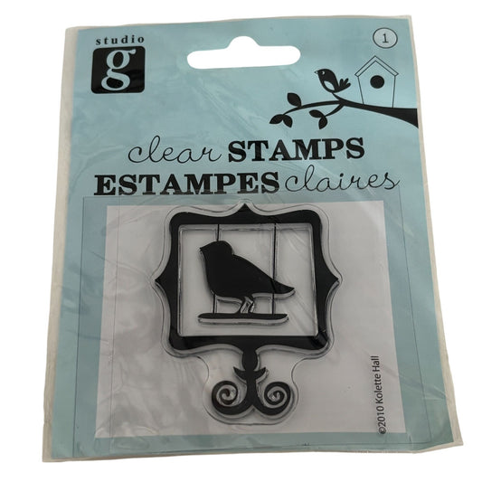 Studio G Clear Stamp Bird Silhouette in Ornate Frame Vintage Style Cardmaking Scrapbooking Small