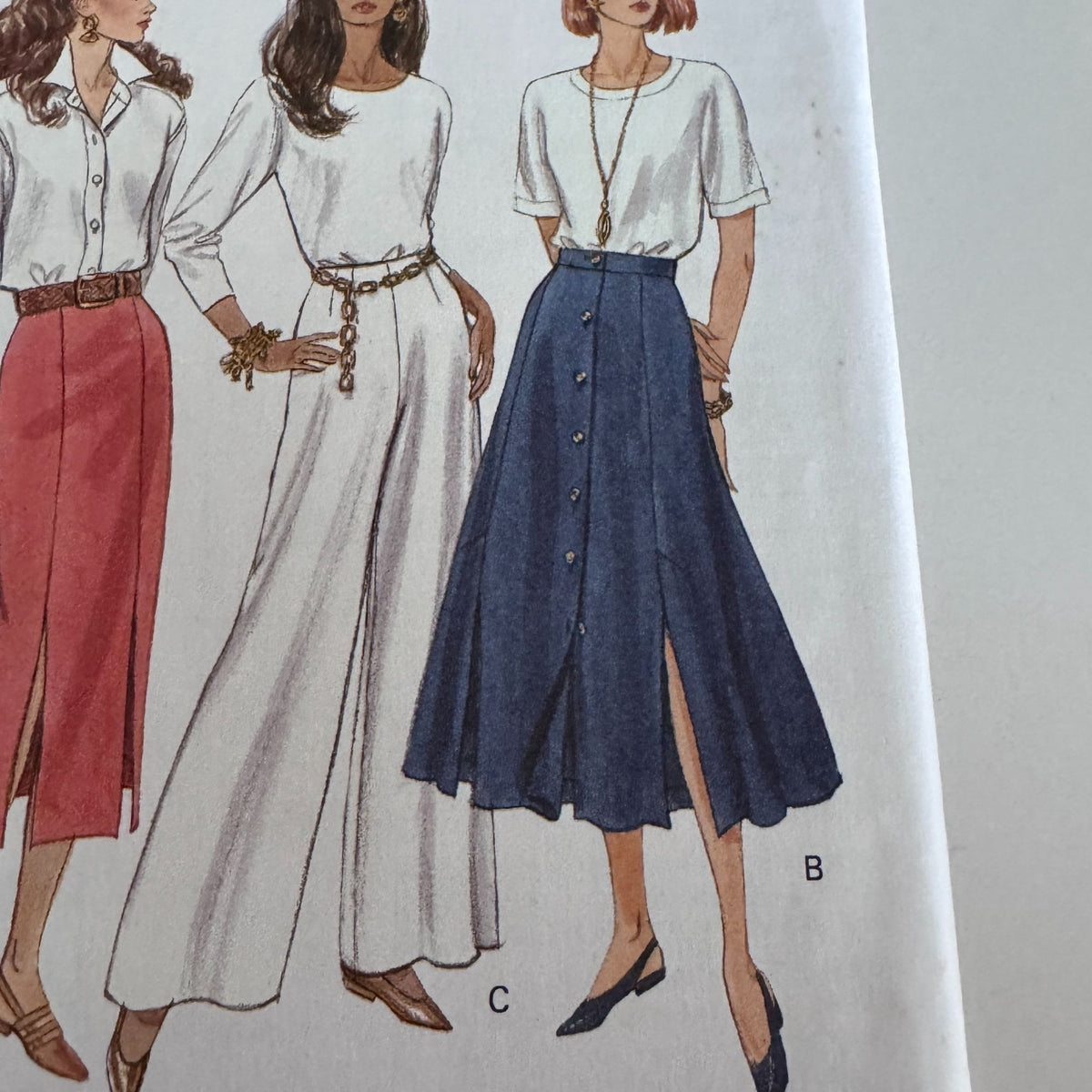 Butterick Sewing Pattern 6859 Midi Skirt Wide Leg Pants 1990s Easy 6-10 Uncut Minimalist Classic