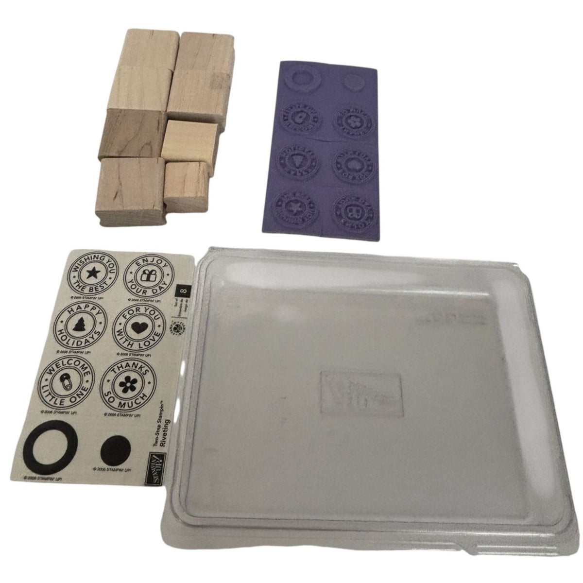 Stampin Up Rubber Stamp Set Two Step Stampin Riveting Gift Tag Card Word Circles