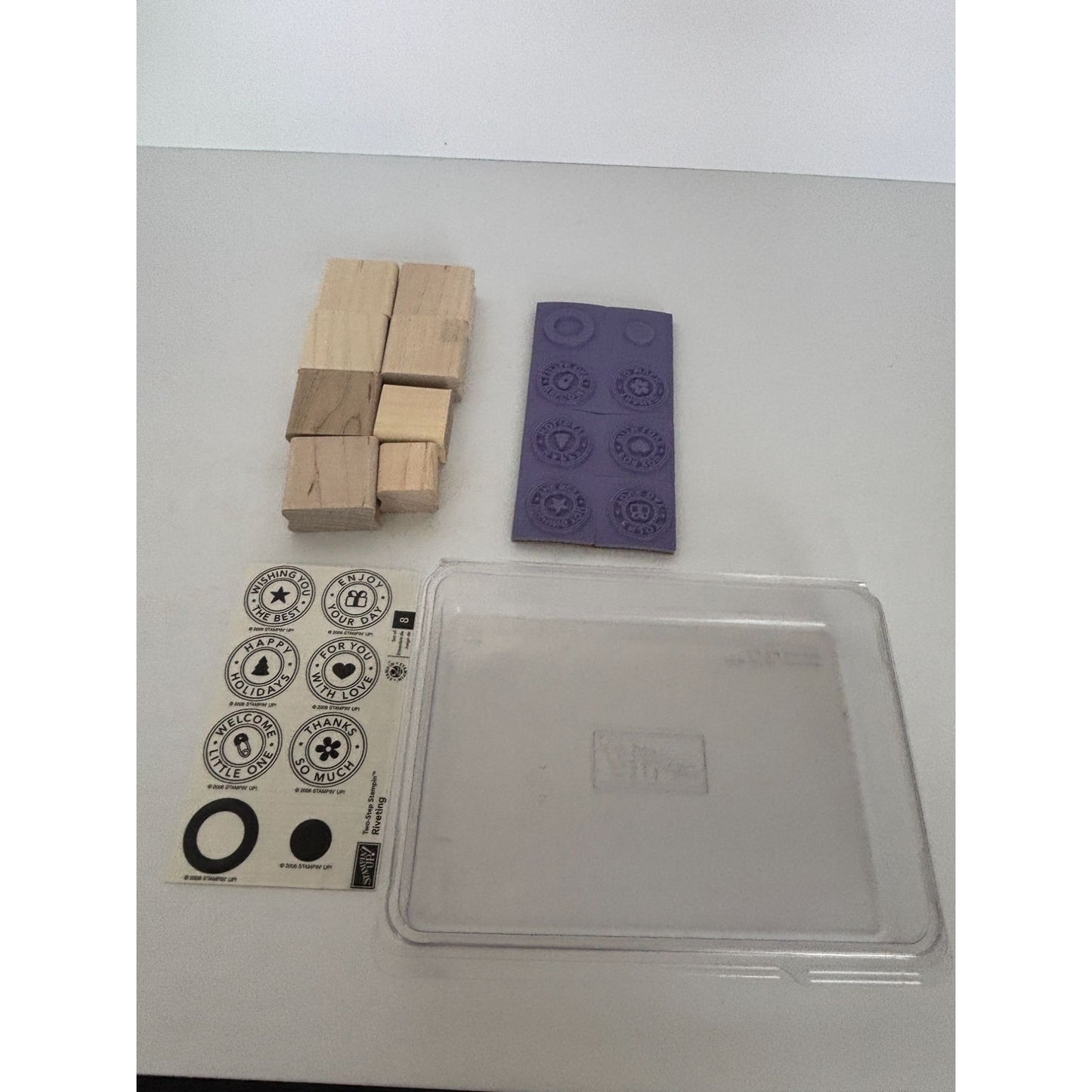 Stampin Up Rubber Stamp Set Two Step Stampin Riveting Gift Tag Card Word Circles
