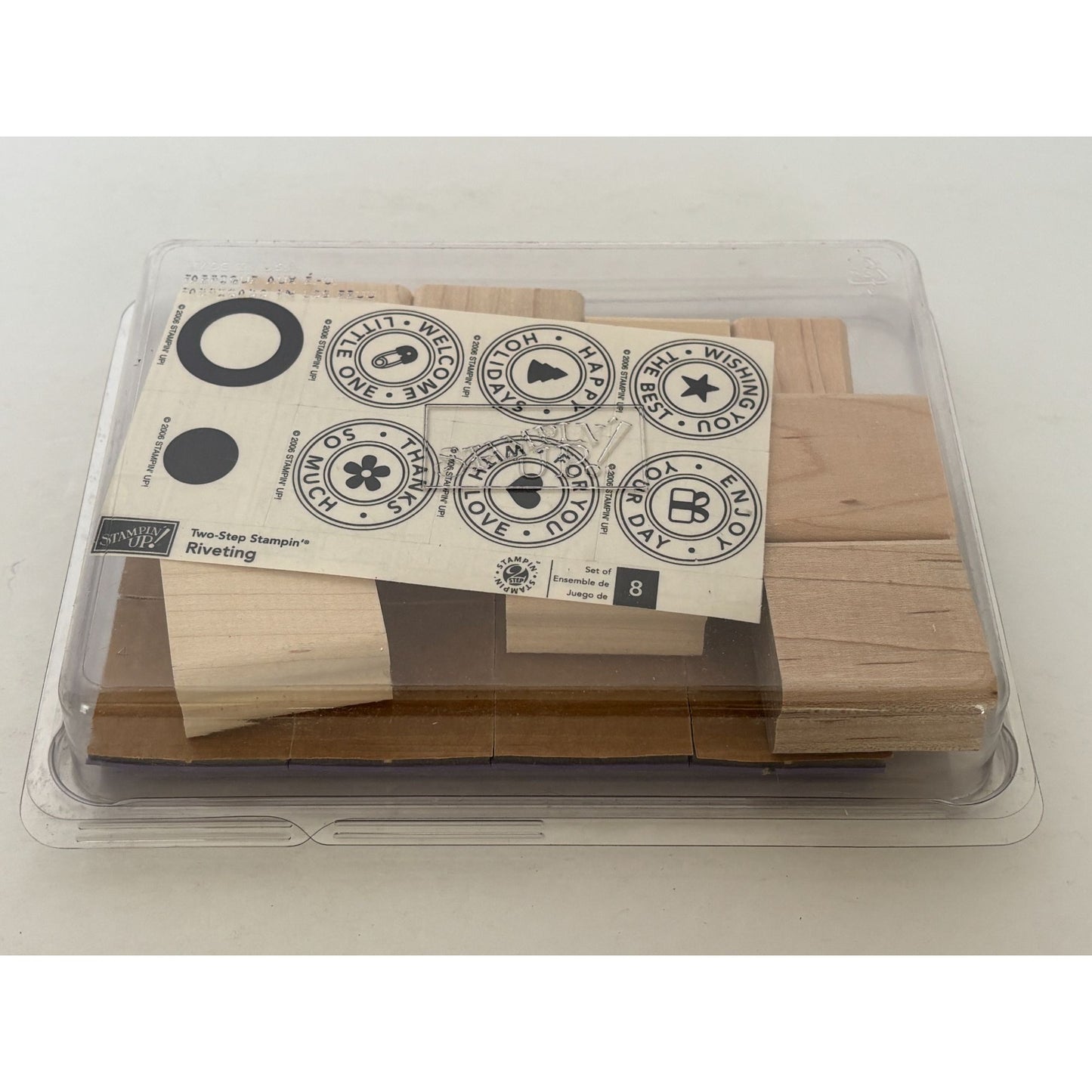 Stampin Up Rubber Stamp Set Two Step Stampin Riveting Gift Tag Card Word Circles