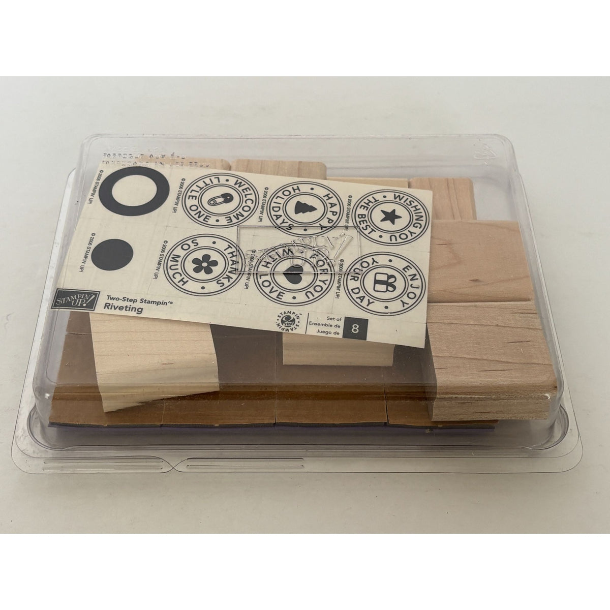 Stampin Up Rubber Stamp Set Two Step Stampin Riveting Gift Tag Card Word Circles