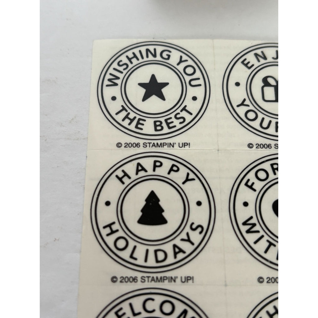 Stampin Up Rubber Stamp Set Two Step Stampin Riveting Gift Tag Card Word Circles