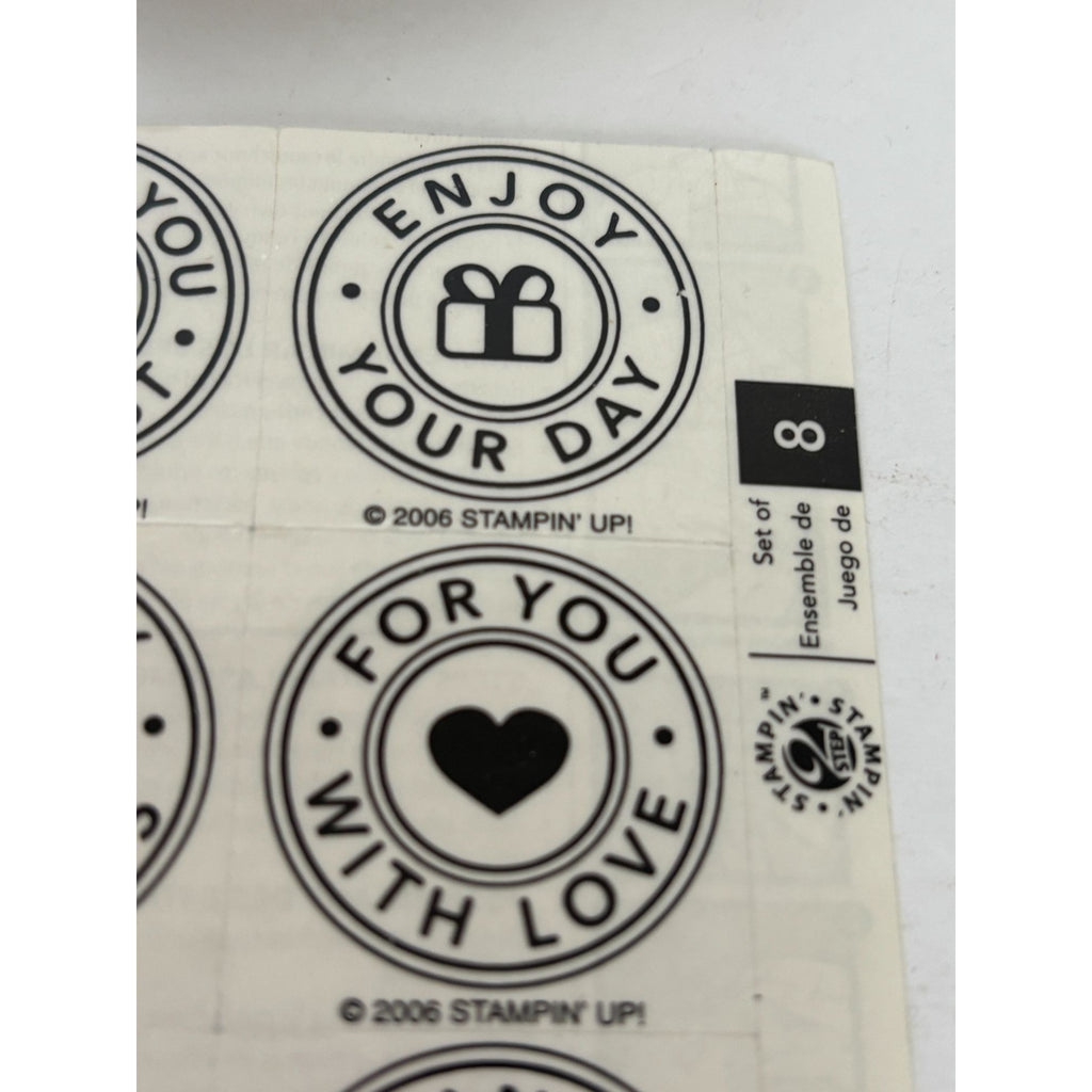 Stampin Up Rubber Stamp Set Two Step Stampin Riveting Gift Tag Card Word Circles