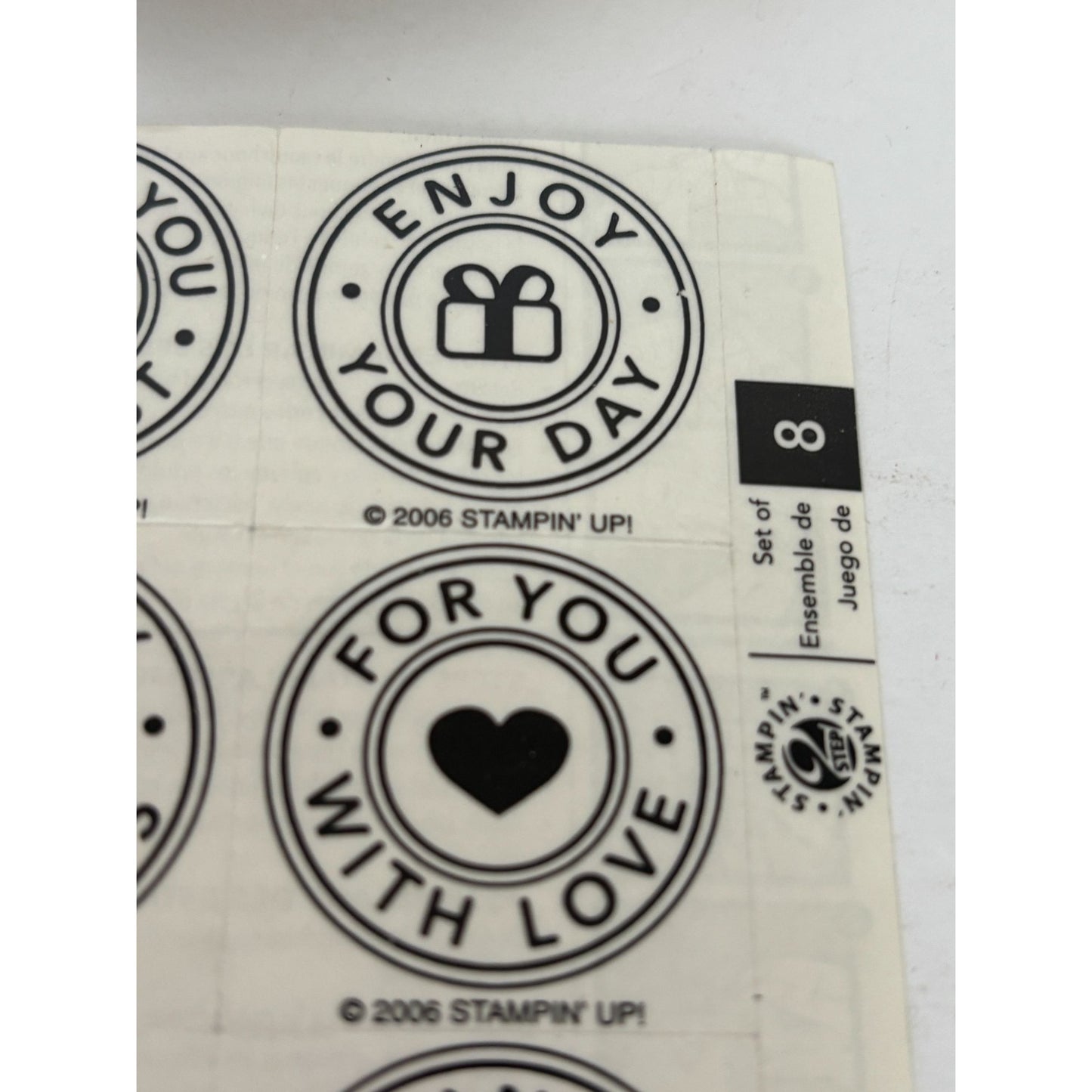 Stampin Up Rubber Stamp Set Two Step Stampin Riveting Gift Tag Card Word Circles