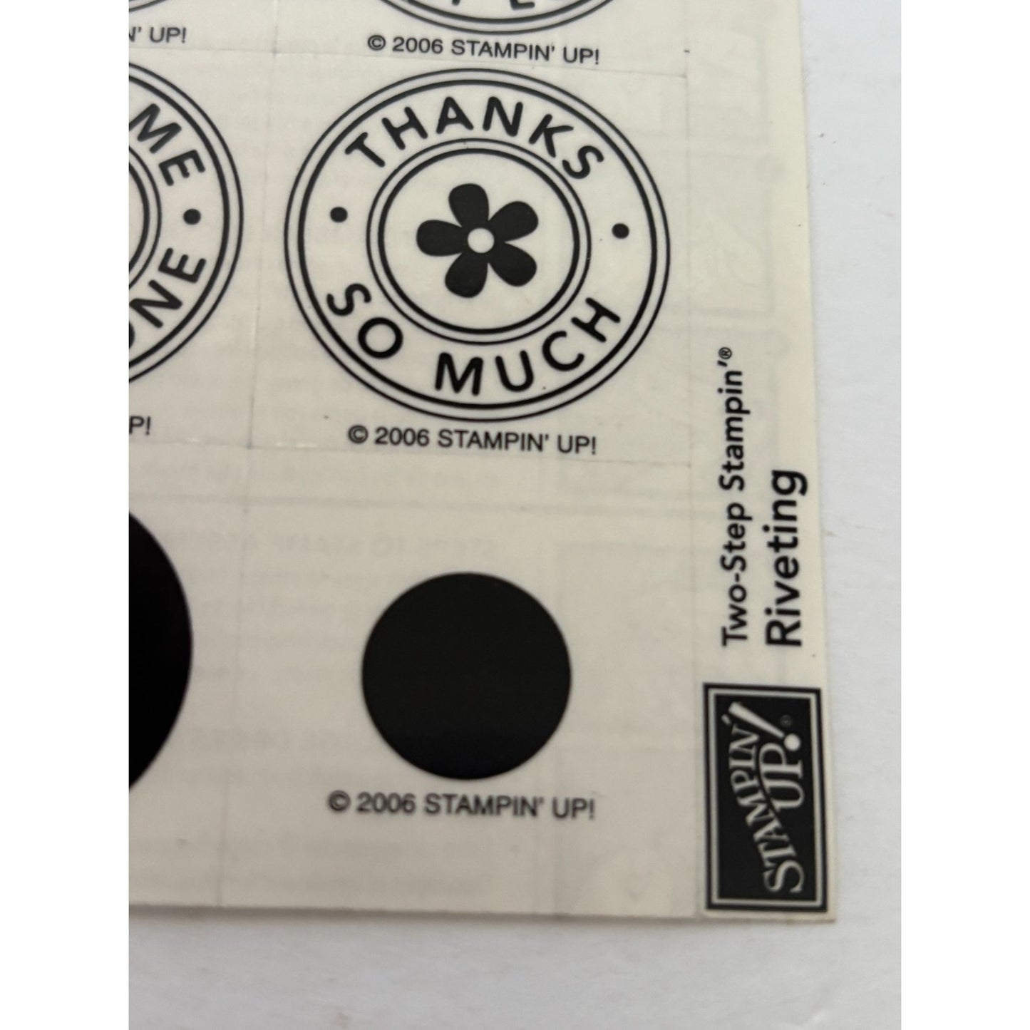 Stampin Up Rubber Stamp Set Two Step Stampin Riveting Gift Tag Card Word Circles