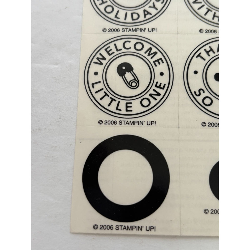 Stampin Up Rubber Stamp Set Two Step Stampin Riveting Gift Tag Card Word Circles