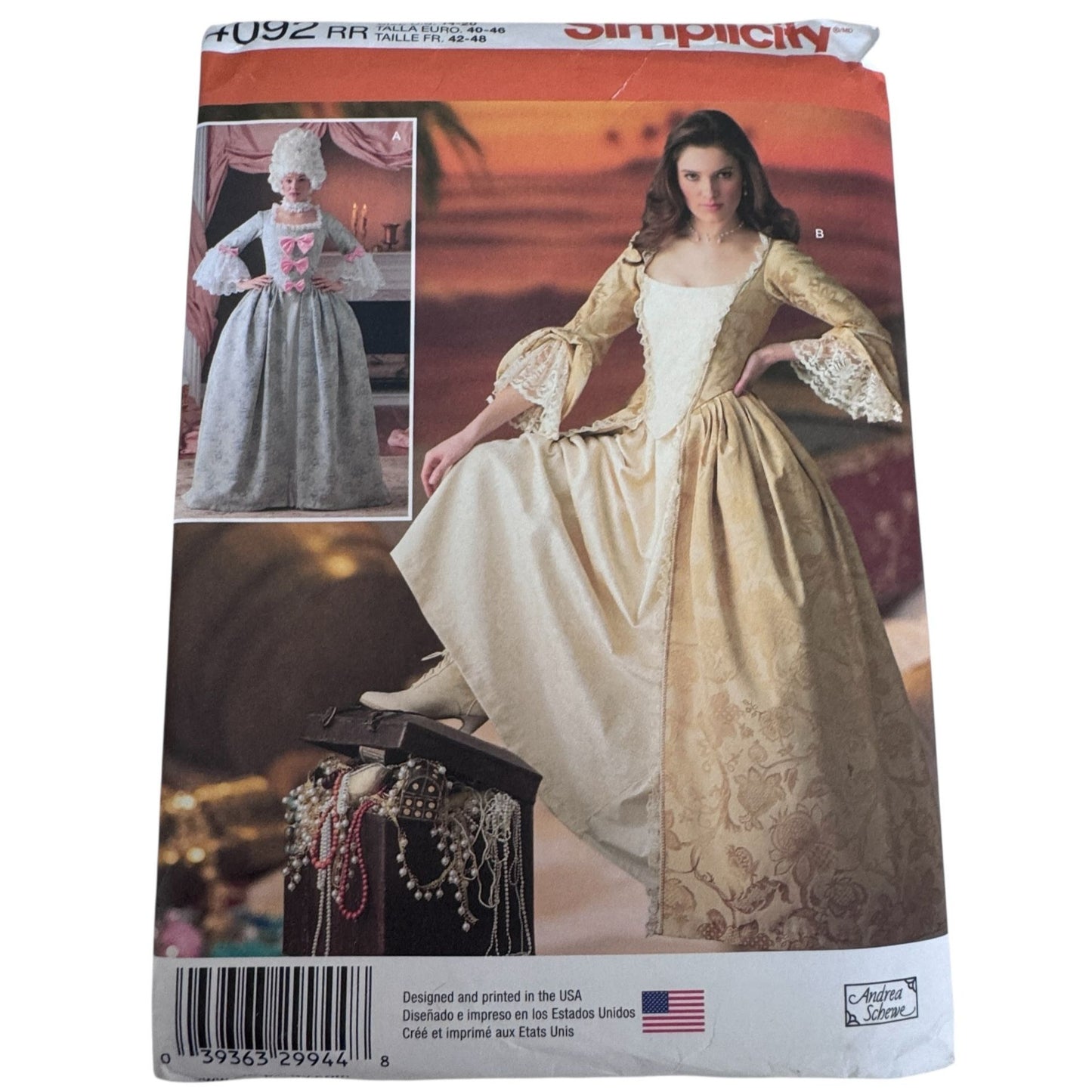 Simplicity Sewing Pattern 4092  Rococo Costume Marie Antoinette Dress 14-20 Historical 1700s Gown Uncut