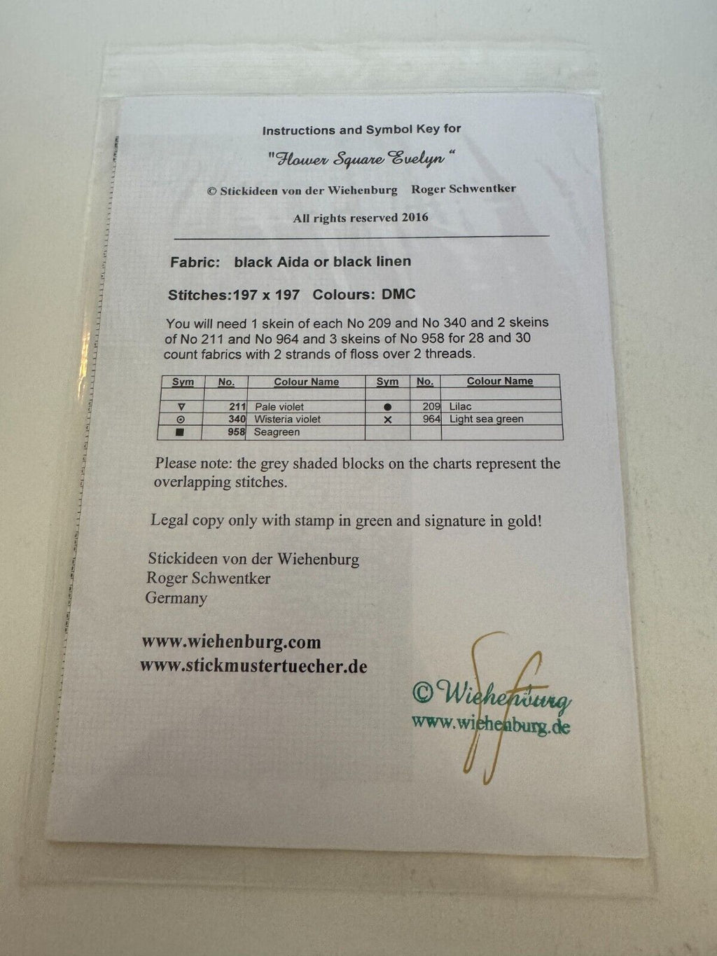 Wiehenburg Cross Stitch Pattern Flower Square Evelyn Geometric Floral Modern Sampler Chart