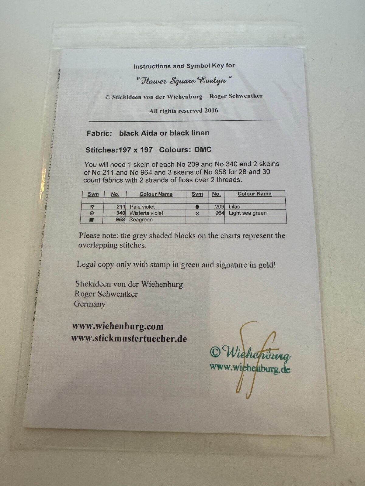 Wiehenburg Cross Stitch Pattern Flower Square Evelyn Geometric Floral Modern Sampler Chart