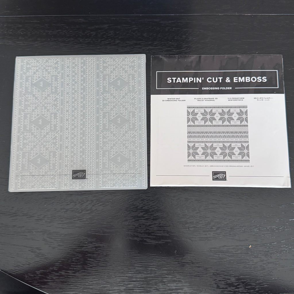 Stampin Cut and Emboss Embossing Folder Winter Knit Snowflake Sweater Christmas Cardmaking Holidays