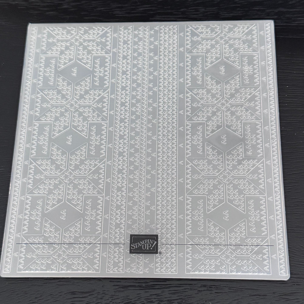 Stampin Cut and Emboss Embossing Folder Winter Knit Snowflake Sweater Christmas Cardmaking Holidays