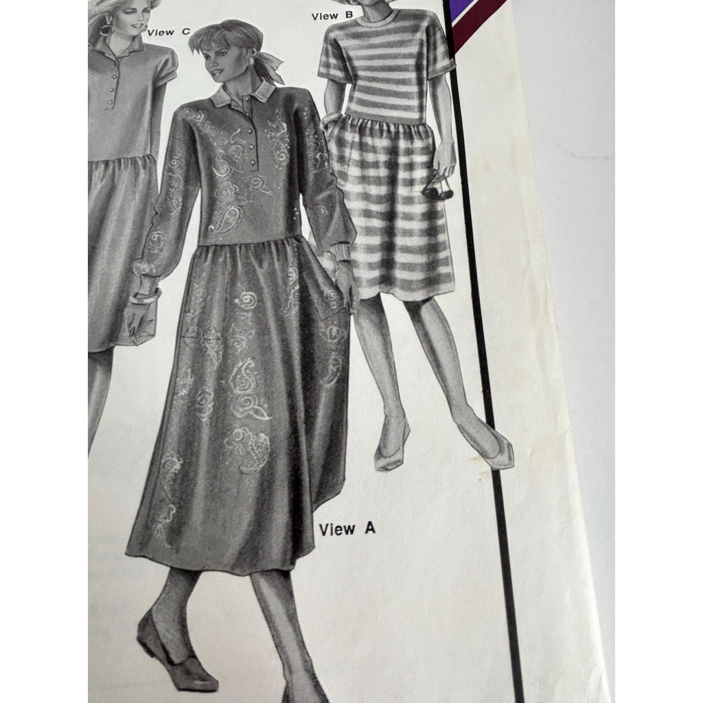 Stretch and Sew Sewing Pattern 1552 Skimmer Dresses Tops 1990 UC Bust 30-46 inch