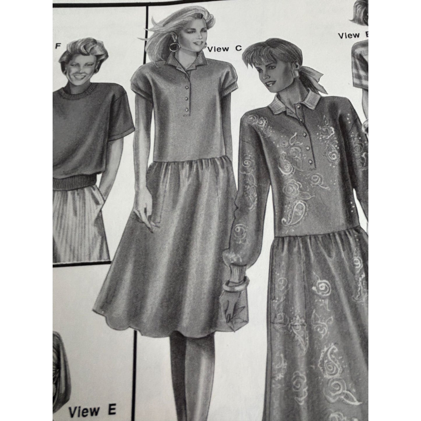 Stretch and Sew Sewing Pattern 1552 Skimmer Dresses Tops 1990 UC Bust 30-46 inch