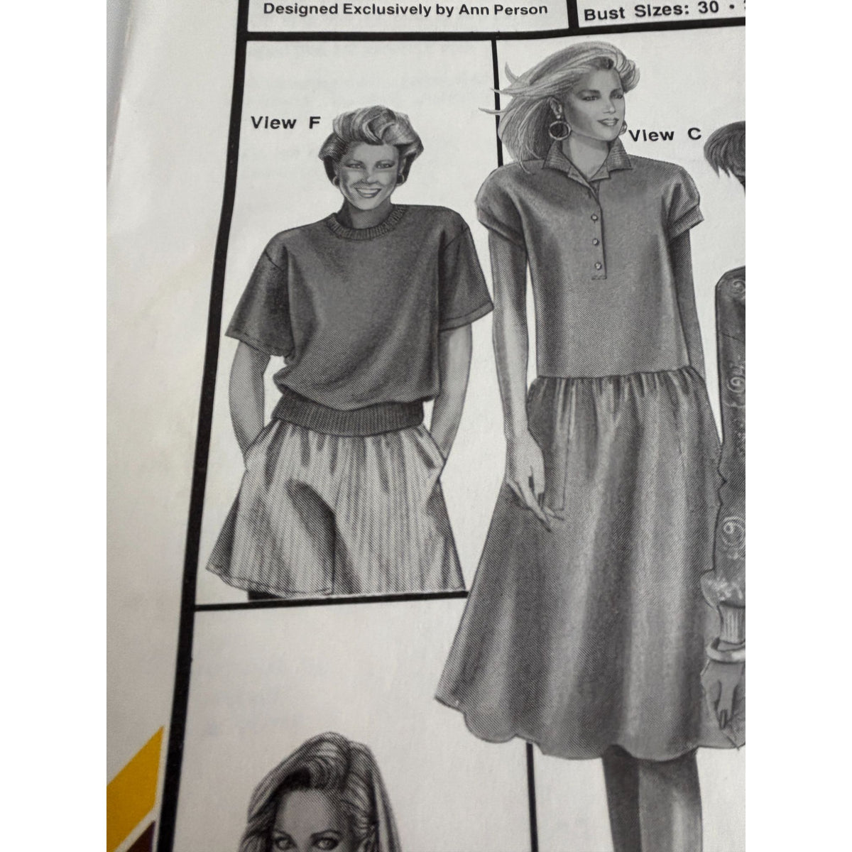 Stretch and Sew Sewing Pattern 1552 Skimmer Dresses Tops 1990 UC Bust 30-46 inch