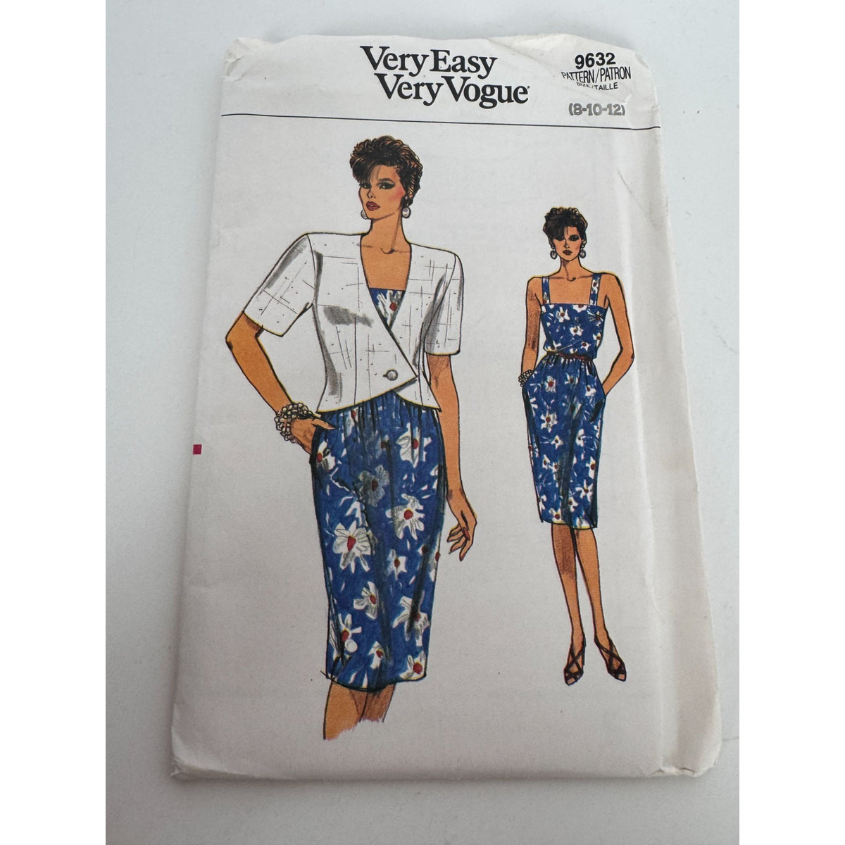 Vogue Sewing Pattern 9632 Misses Jacket Straight Dress 1980s Vintage 8 10 12 UC