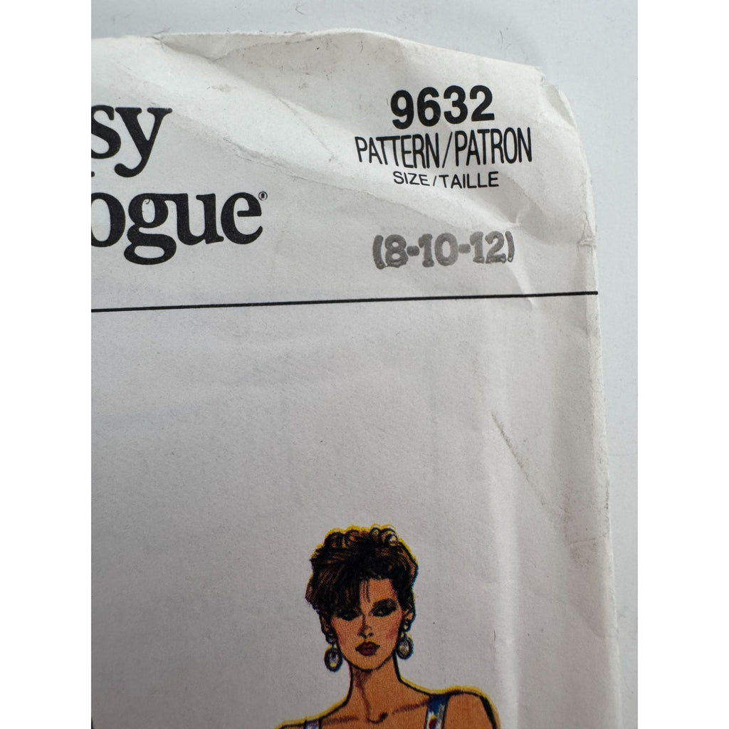 Vogue Sewing Pattern 9632 Misses Jacket Straight Dress 1980s Vintage 8 10 12 UC